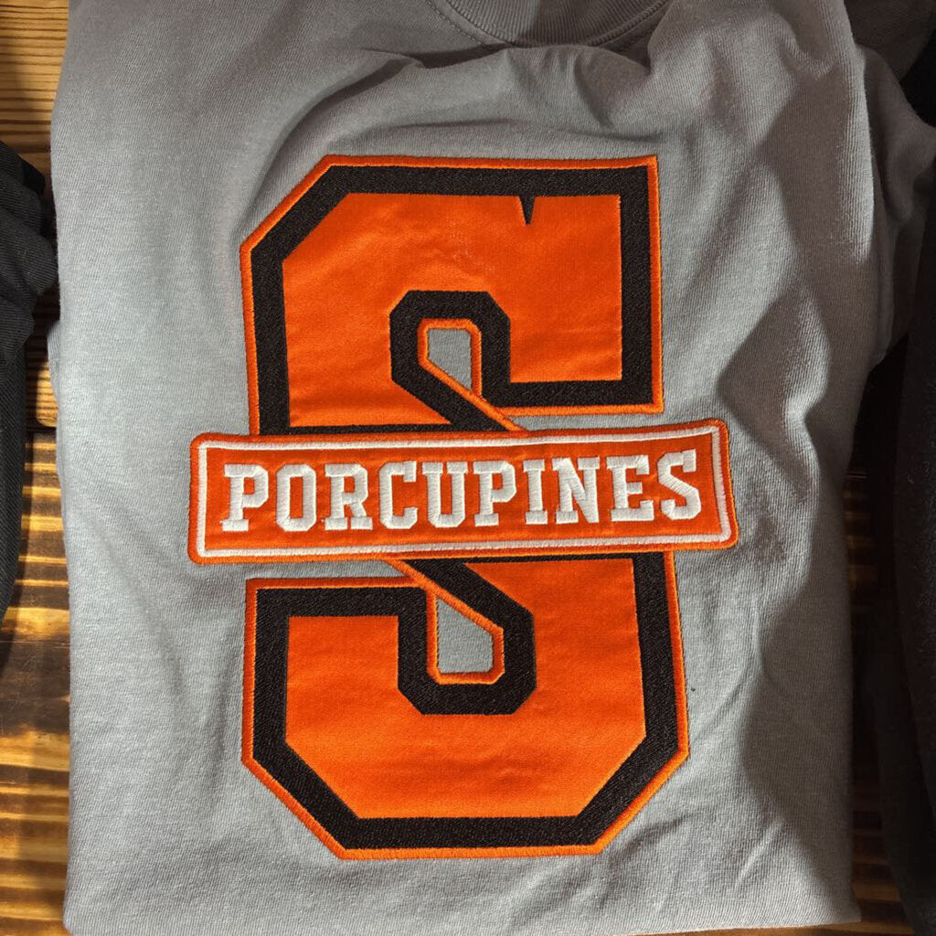 Gray comfort color S porcupine logo small