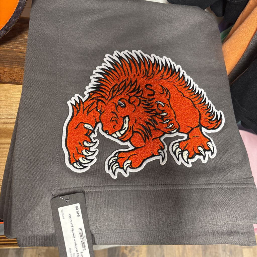 Gray stadium w chenille porcupine