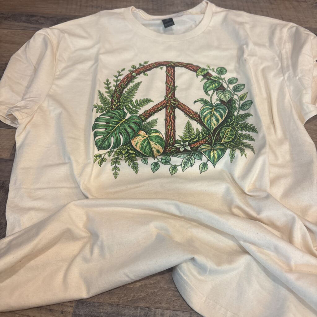 Peace and Plants T-Shirt L Cream