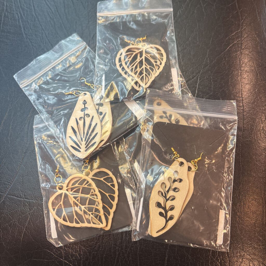 Wooden Leaf Earrings