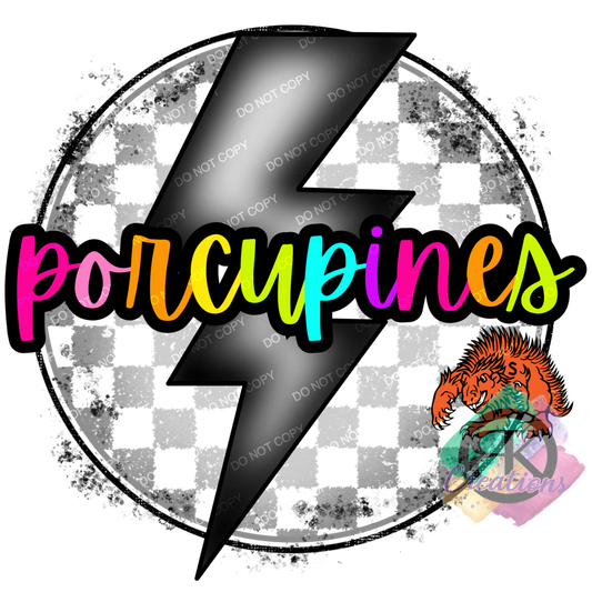 SP1103A - Lightening Check Colorful Porcupines TRANSFER ONLY