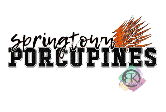 SP1117 - SPRNGTOWN PORCUPINES VARISTY LETTERING WITH QUILLS