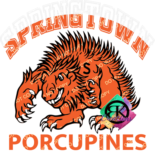 SP1071 - SPRINGTOWN PORCUPINES ORANGE & WHITE