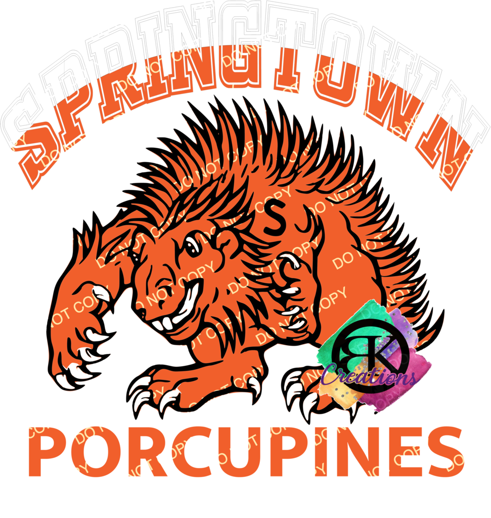 SP1071 - SPRINGTOWN PORCUPINES ORANGE & WHITE