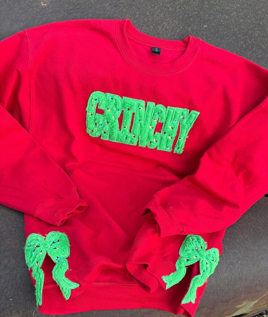 Grinchy sweatshirt with bows on sides