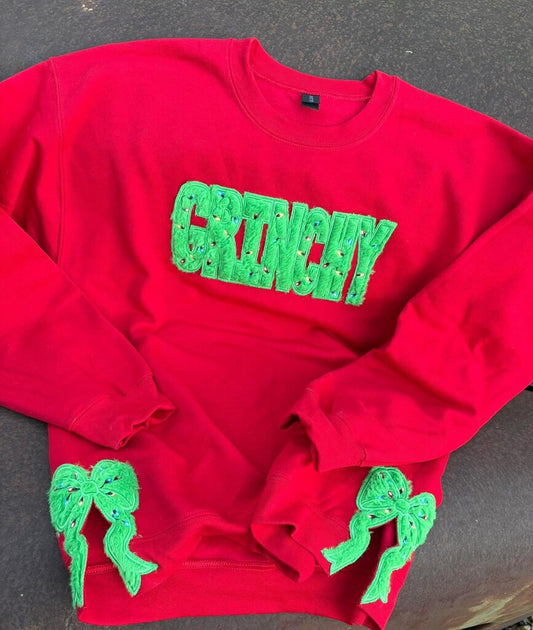 Grinchy sweatshirt with bows on sides