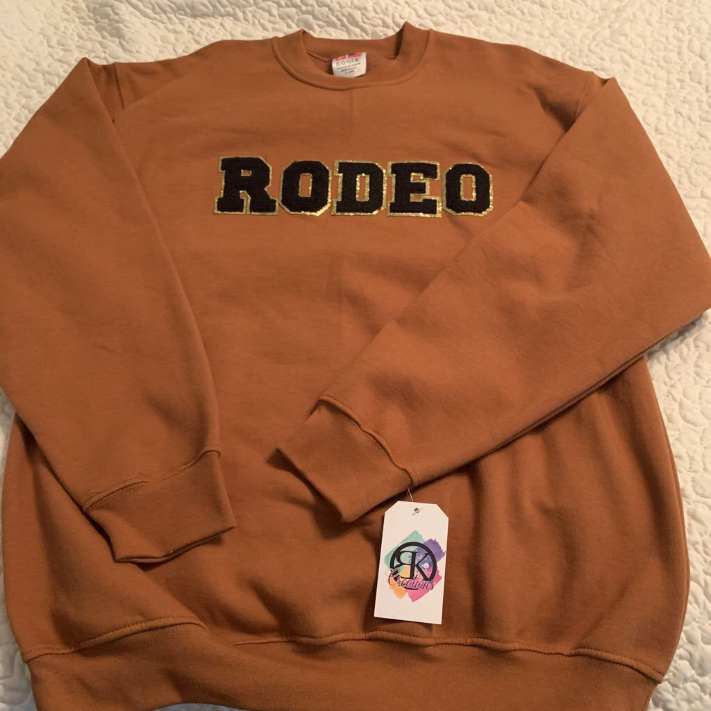 RODEO - chenille letters on Sweatshirt