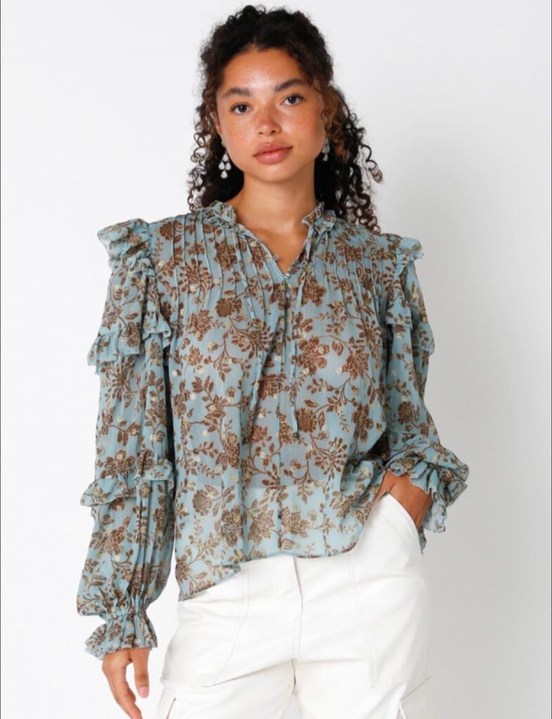 Sage/Gold Floral Blouse