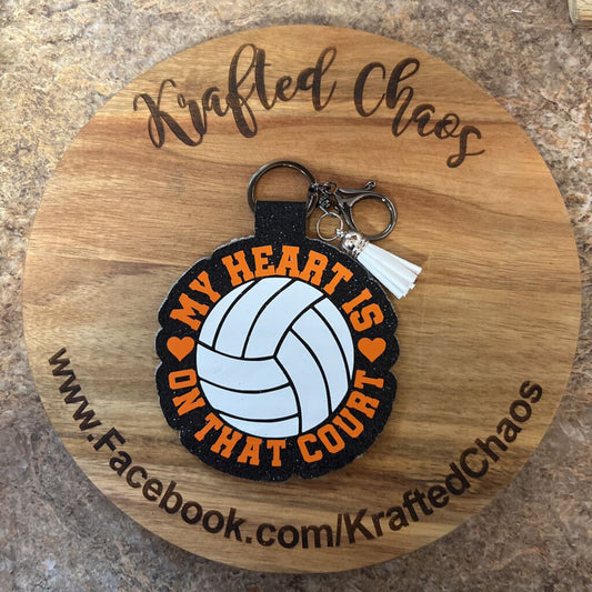 Springtown Leather Volleyball Keychain