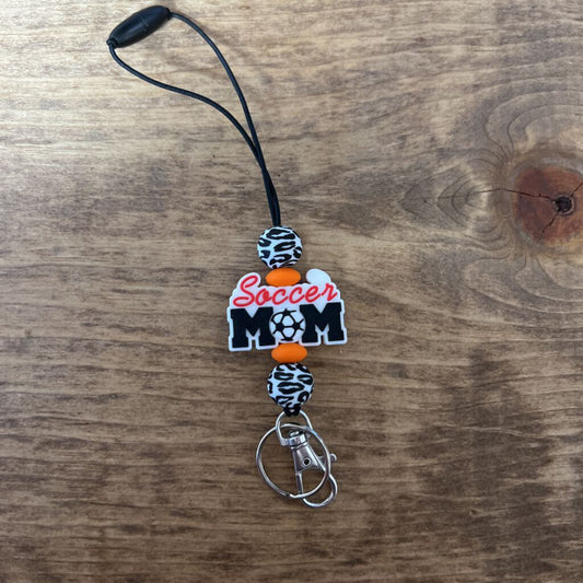 Springtown Car Charm Soccer mom, orange, B/W leopard