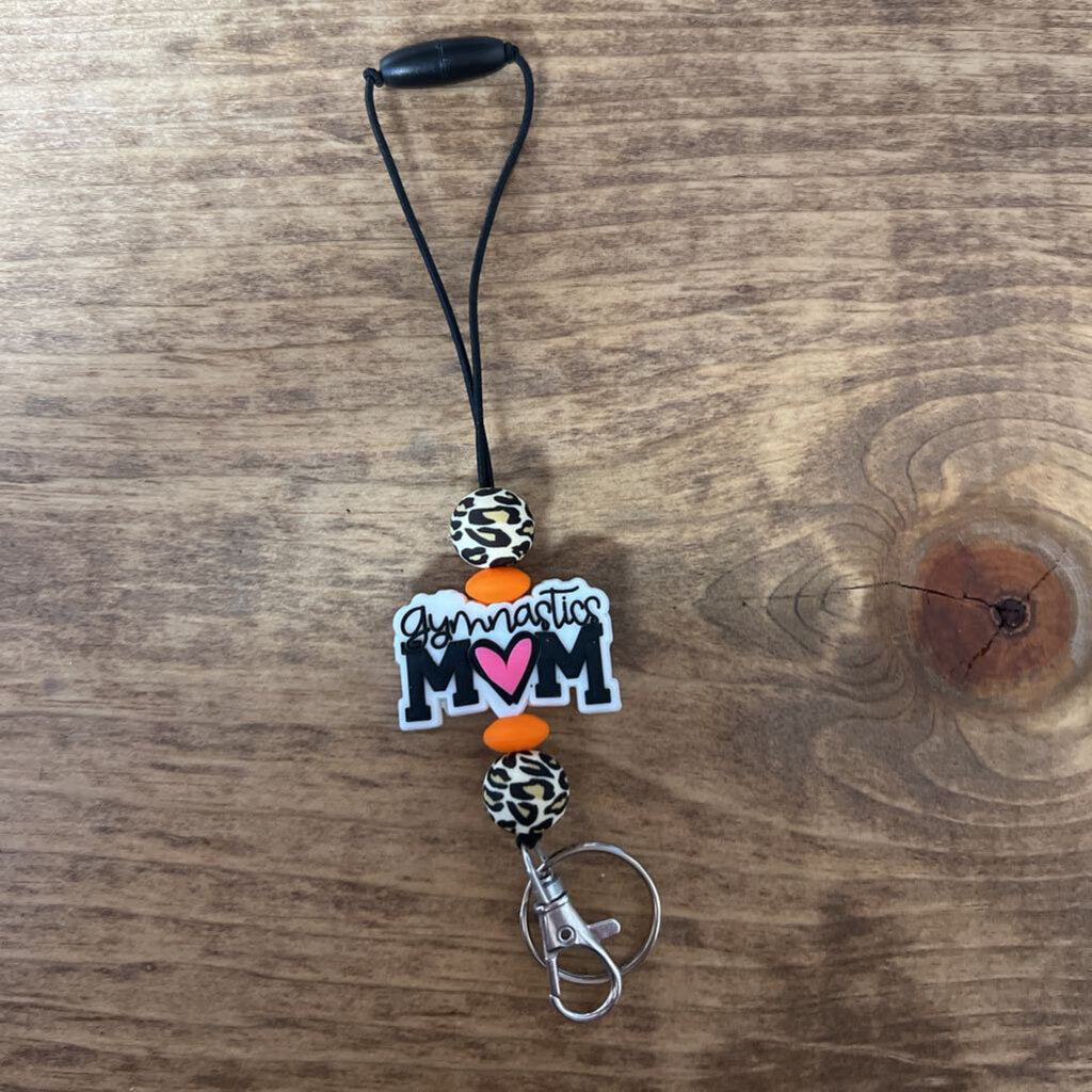 Springtown Car Charm Gymnastics Mom Orange, Leopard