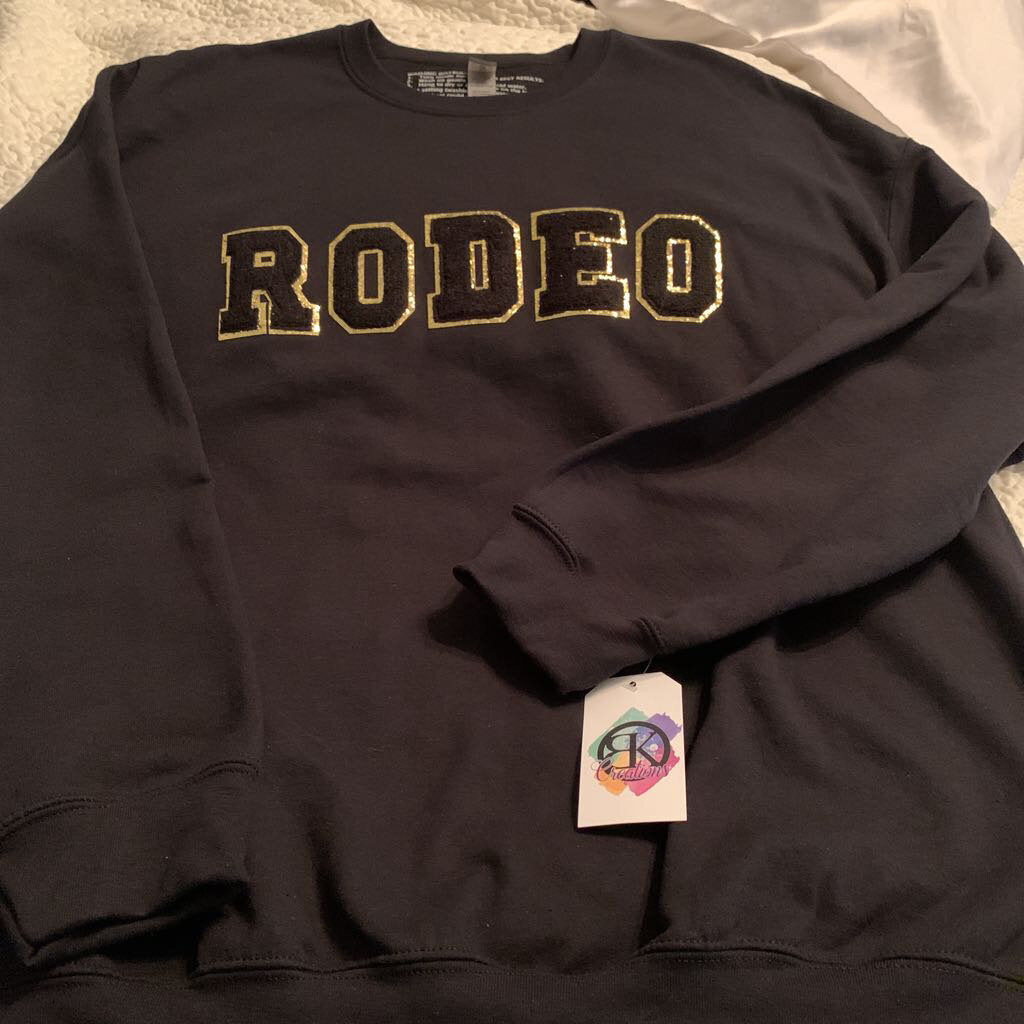RODEO - chenille letters on Sweatshirt