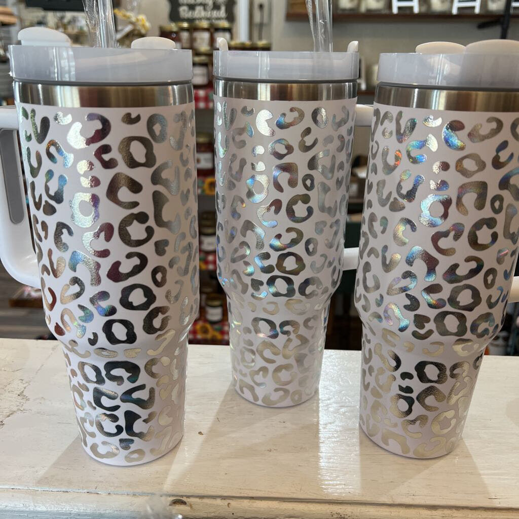 40 oz Tumbler - Holographic Leopard