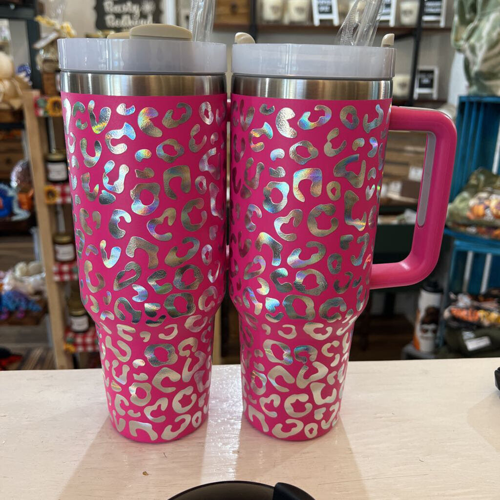 40 oz Tumbler - Holographic Leopard