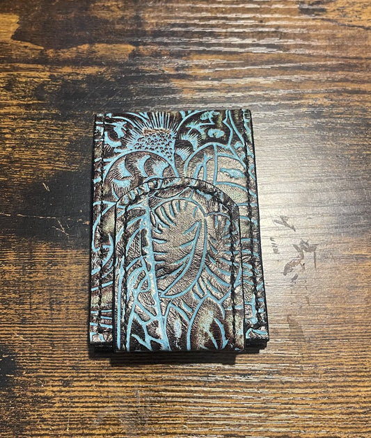 Paisley Cowhide Leather Minimalist Wallet