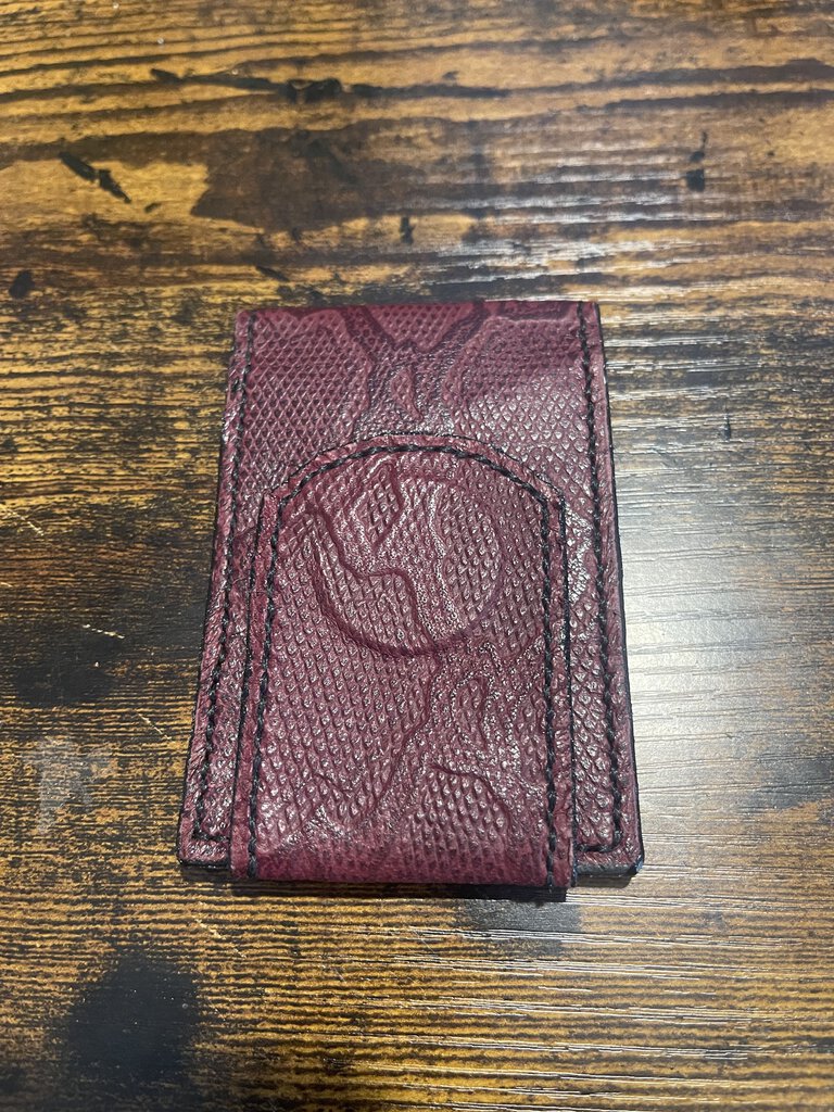 Python Embossed Goatskin Leather Minimalist Wallet