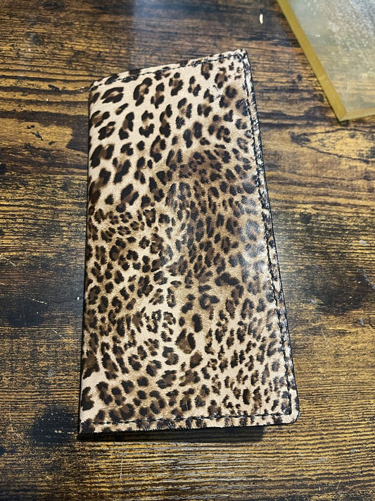 Cheetah Print Goatskin Leather Clutch Wallet