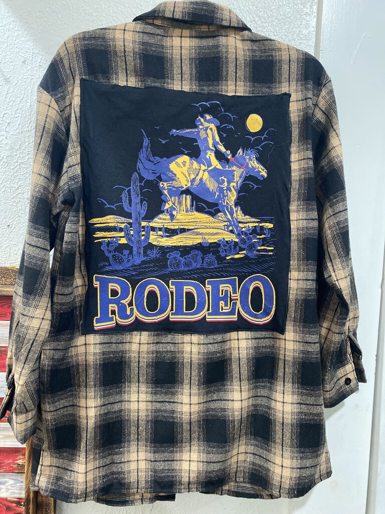 Flannel Shirt Blk/Tan Rodeo - Med