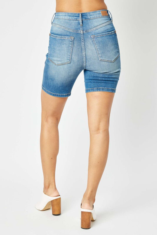 Judy Blue - High Waist Tummy Control Double Button Bermuda Shorts