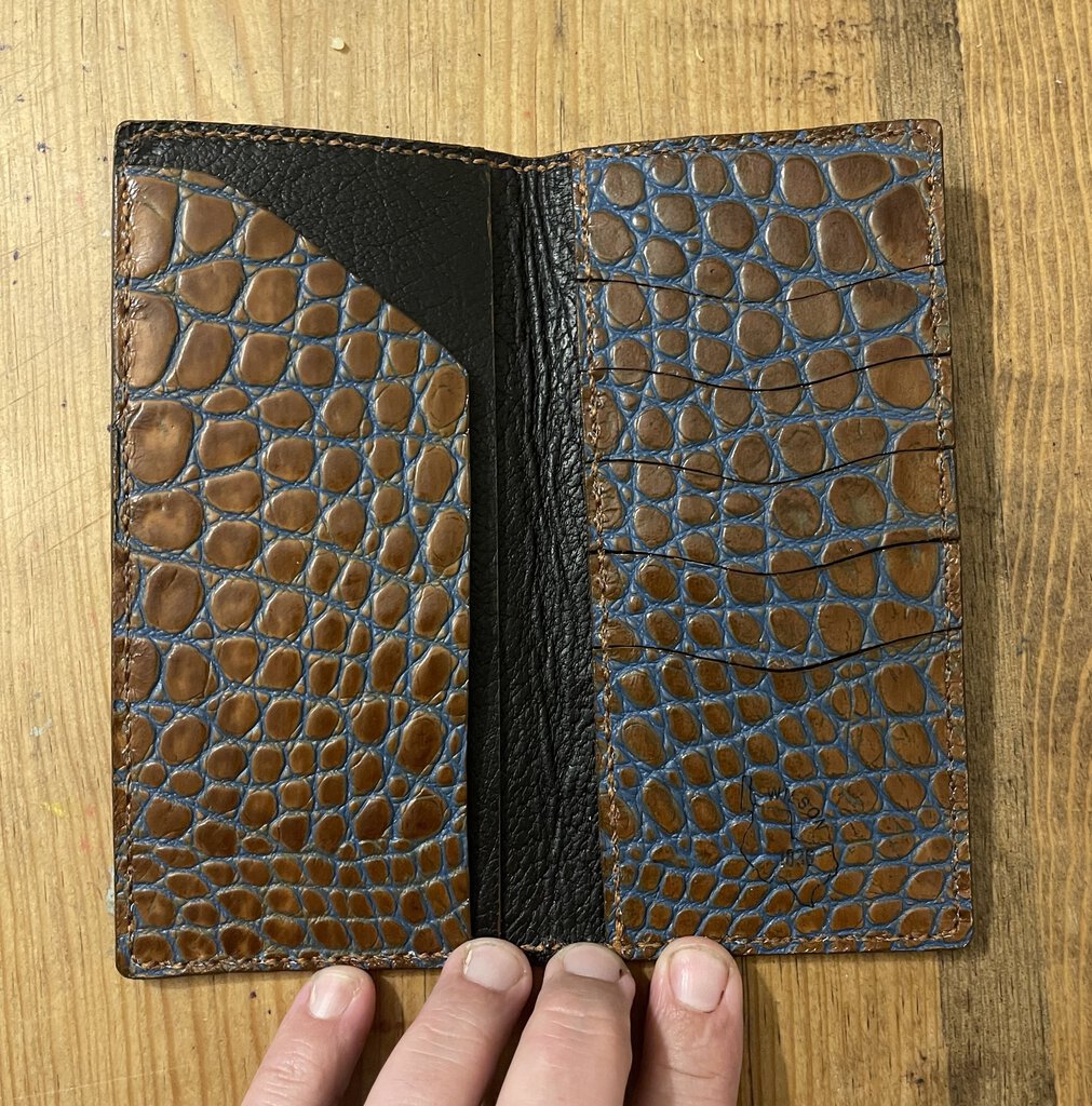 Gator Embossed Cowhide Cowboy Wallet