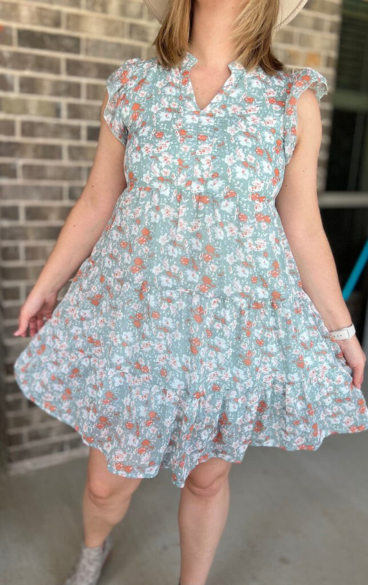 Floral Ruffle Midi Dress