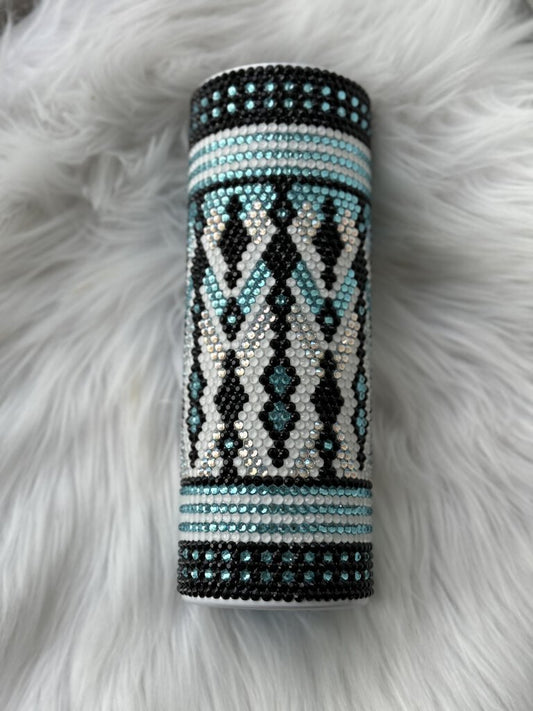 20 OZ - TEAL AZTEC RHINESTONE