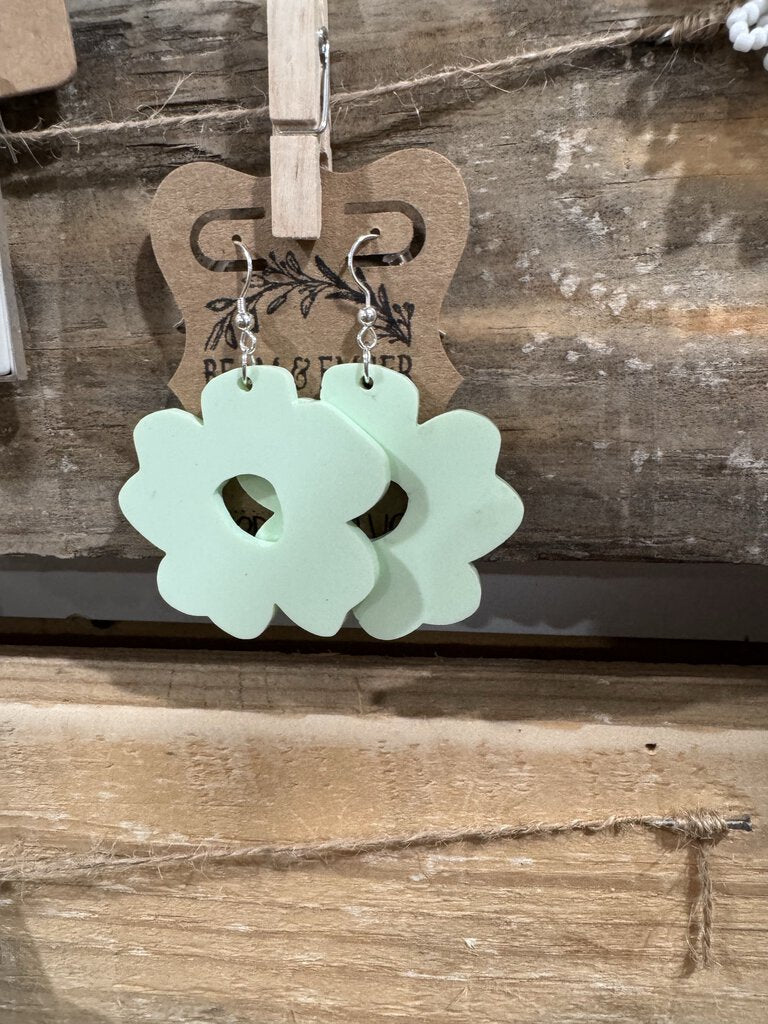 Pastel mint flower earrings