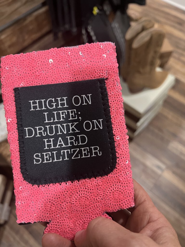 High on Life Sequin Koozie