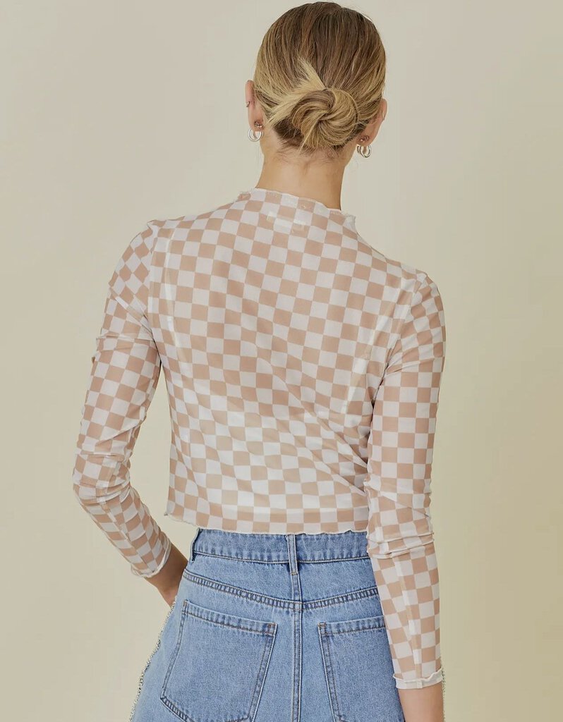 Checker Print Mesh Top w/Liner