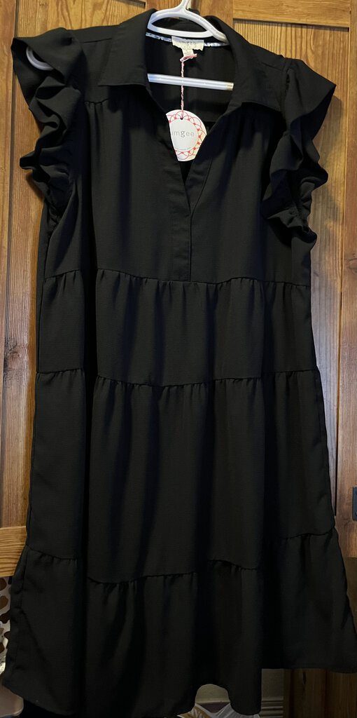 BLACK RUFFLES DRESS