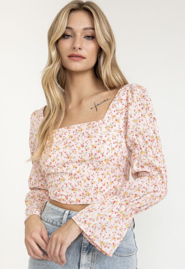 FLORAL PRINT OPEN BACK TOP