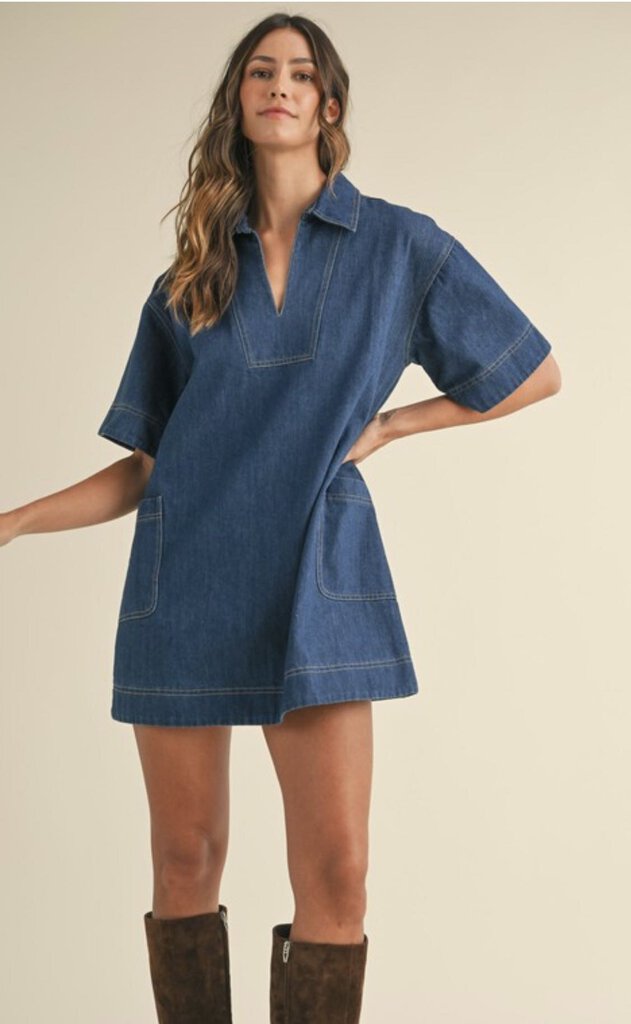 Denim Side Pocket Mini Dress