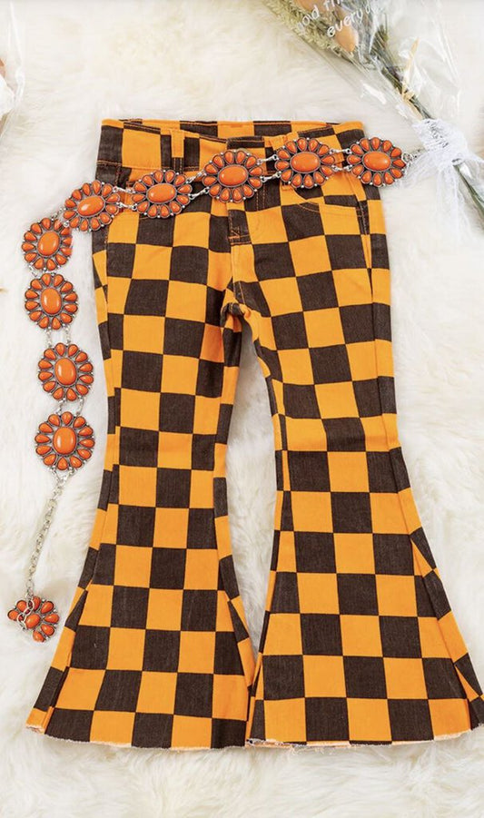 ORANGE.BLACK CHECK PANTS