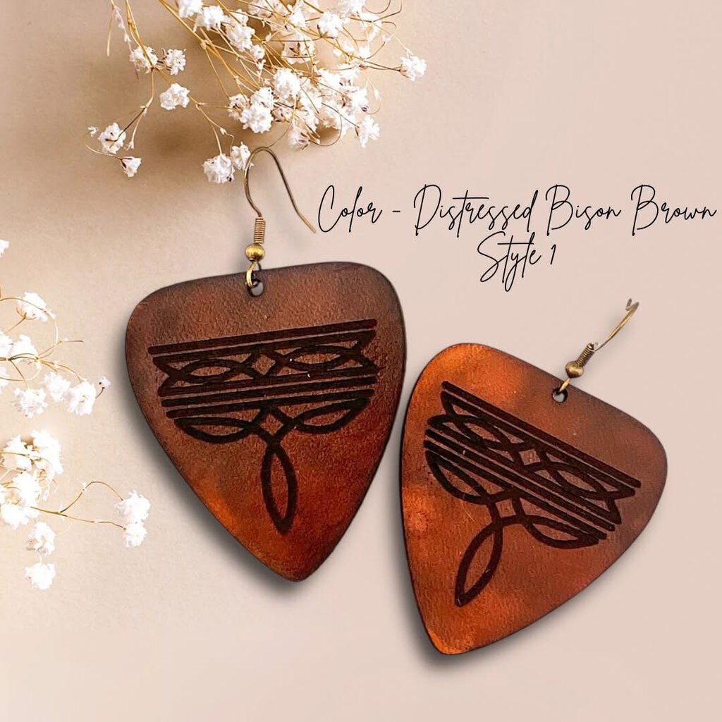 Guitar Boot Stitch Leather Earrings