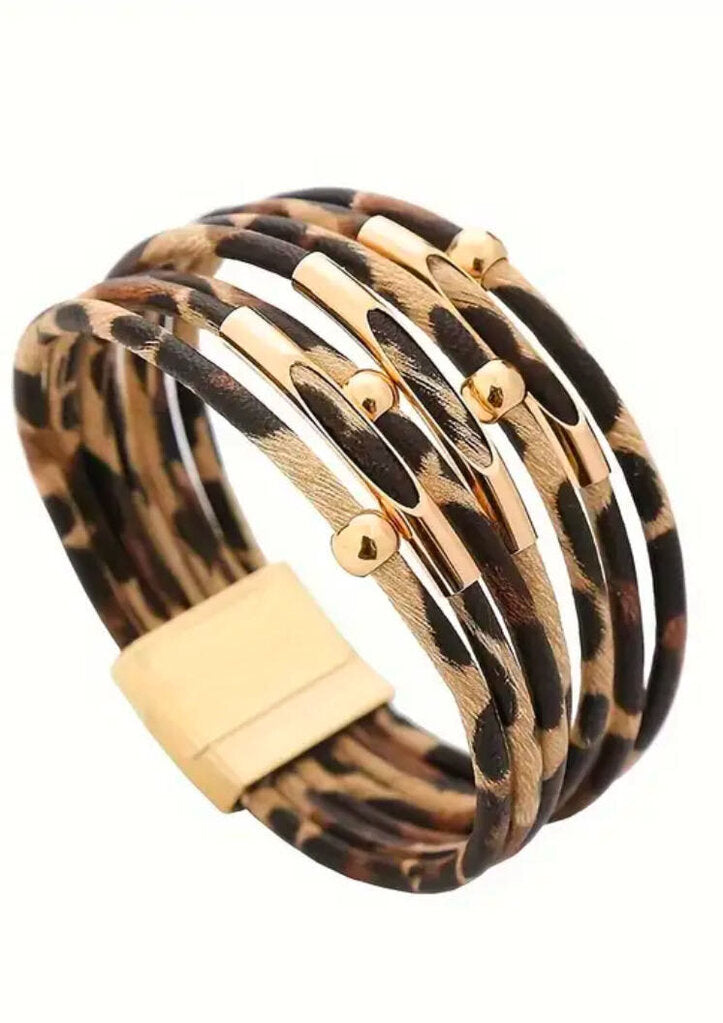 Bracelet, Leopard Leather