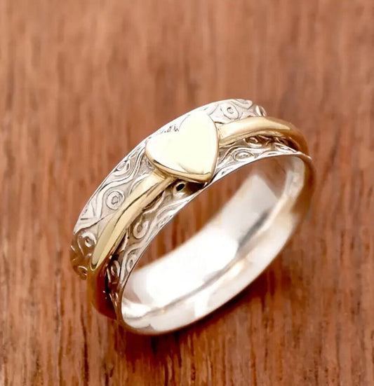 Ring, Silver w/Gold Heart