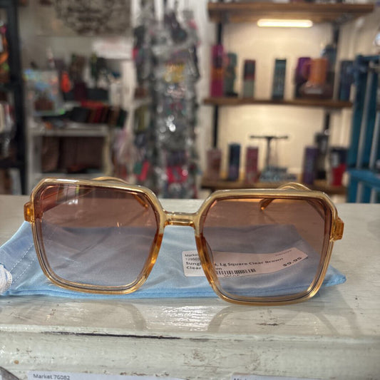 Sunglasses, Lg Square Clear Brown