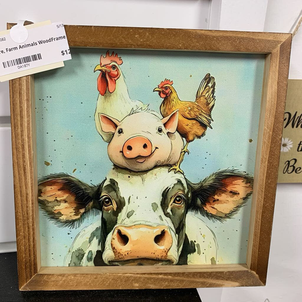 Picture, Farm Animals WoodFrame 8x8