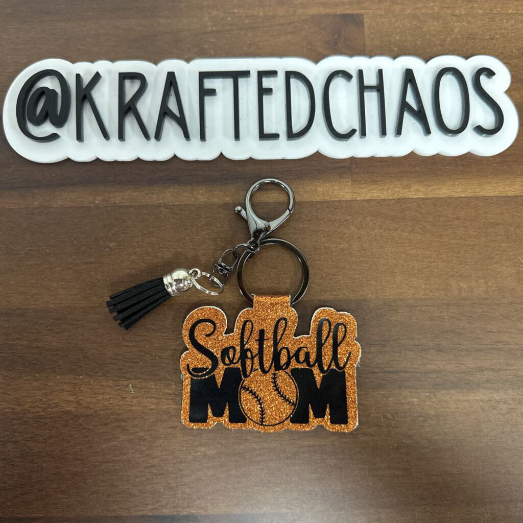 Springtown Leather Keychain - Softball Mom