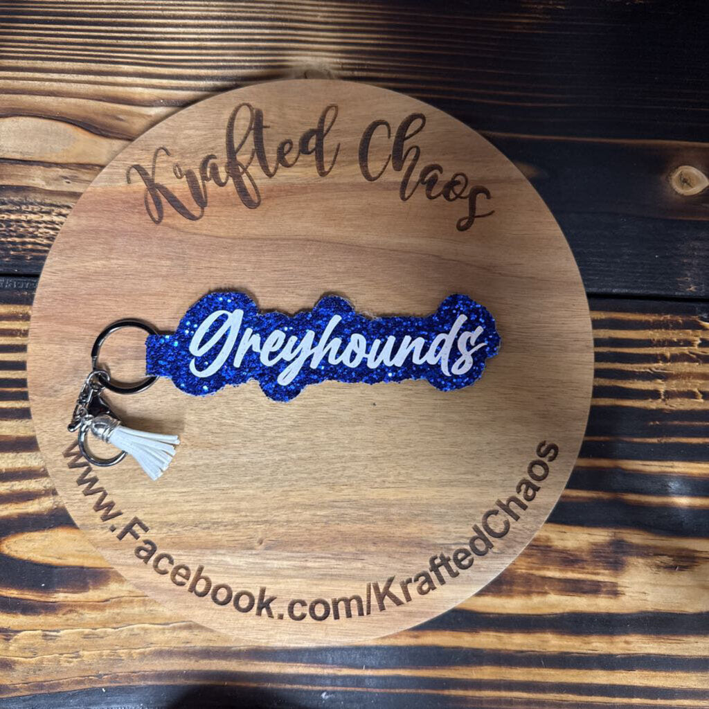 Peaster Leather Keychain - Greyhounds Glitter