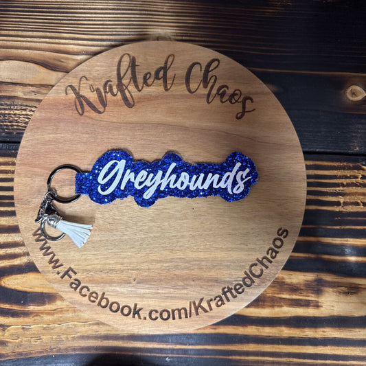 Peaster Leather Keychain - Greyhounds Glitter