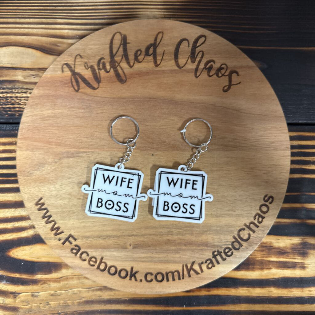 Acrylic Keychain - Wife Mom Boss
