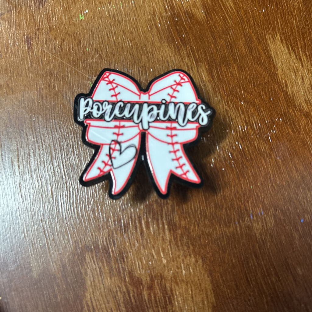 Bogg Bag Charm - Porcupines Baseball Bow