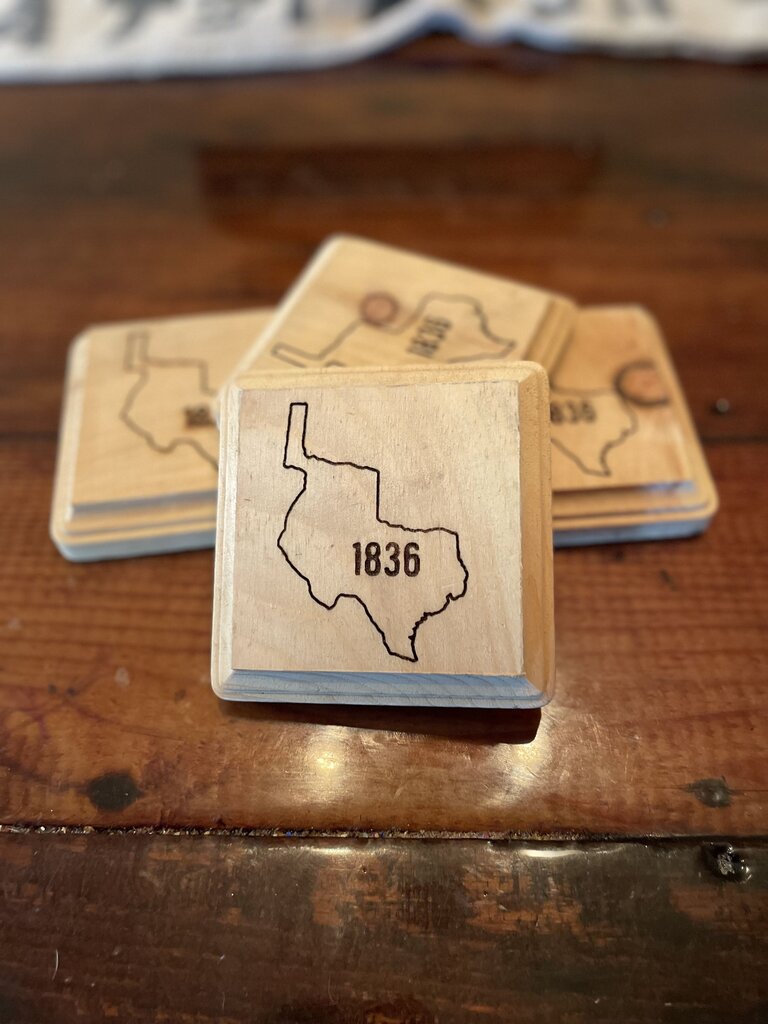 Square wood 1860 coaster set