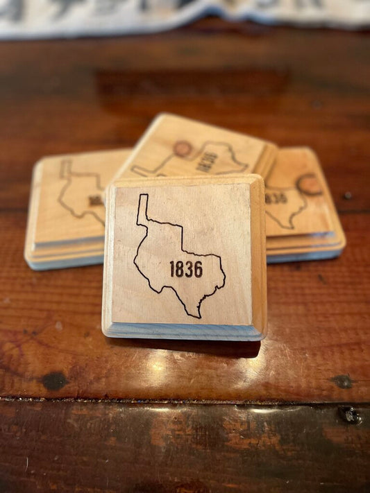 Square wood 1860 coaster set