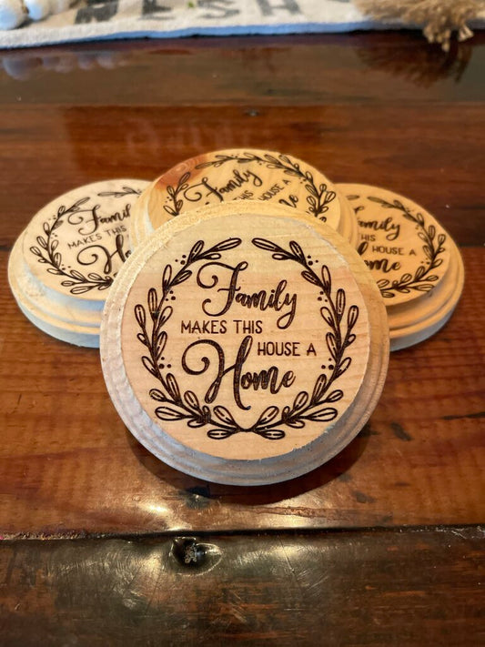 Family makes this house a home round coaster set