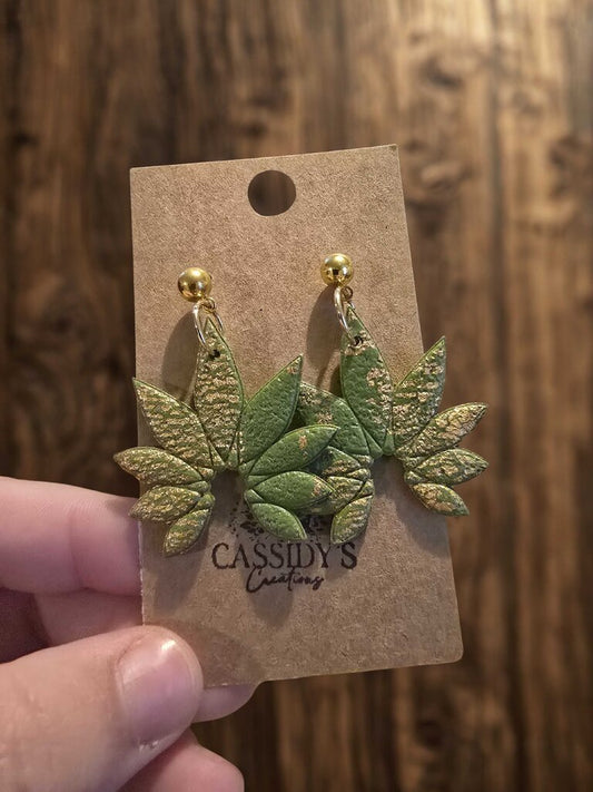 Green & Gold Burst Dangles