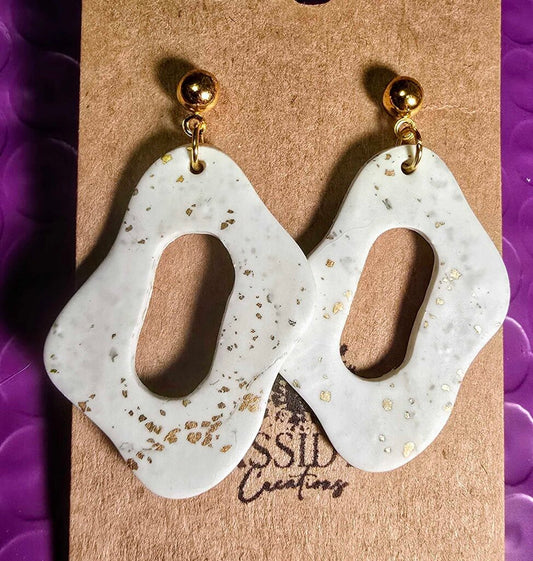 White & Gold Confetti Dangles