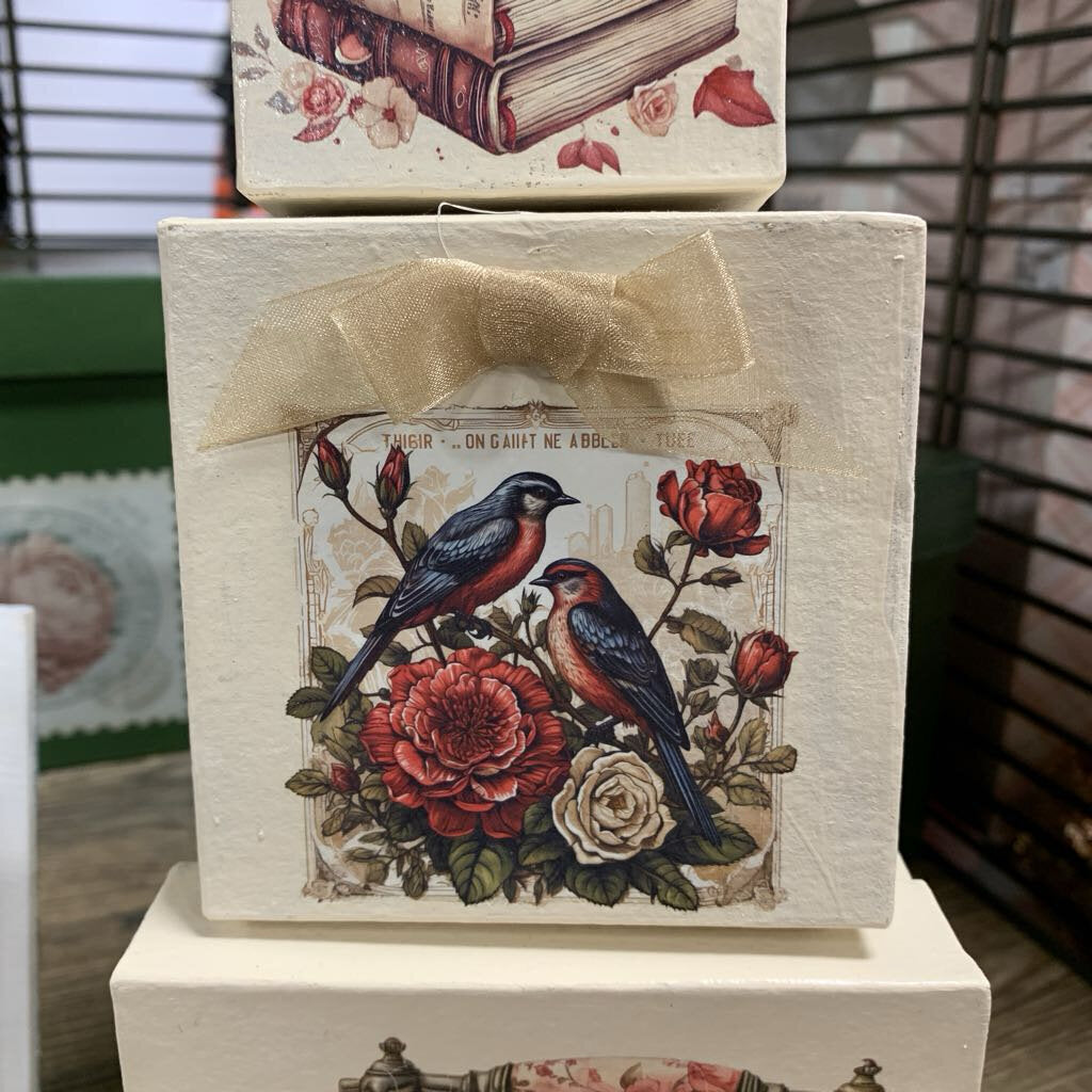 Beige Paper Mache Box with design