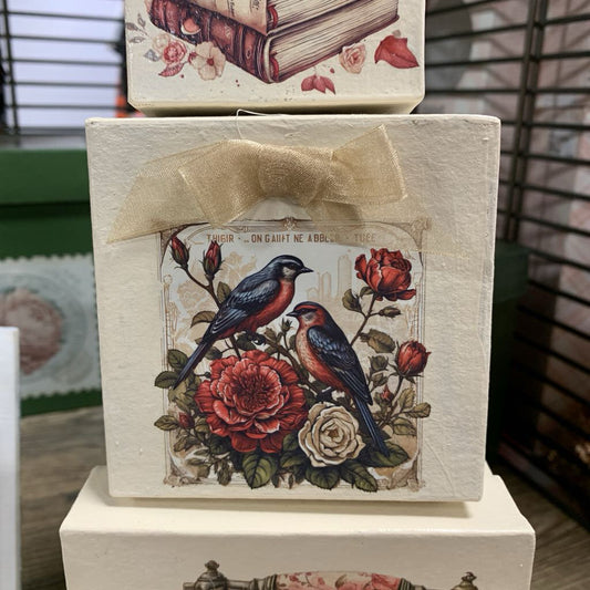 Beige Paper Mache Box with design